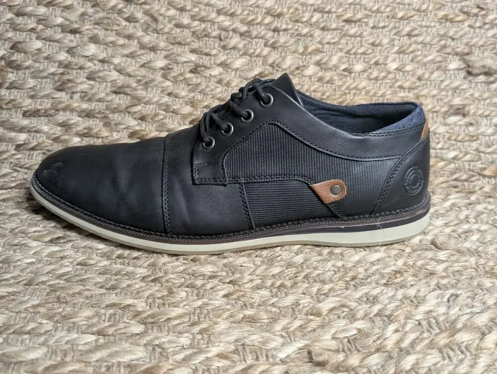 Men’s Bull Boxer B-52 Black Leather Oxford, Size 9.5, Dress Shoes